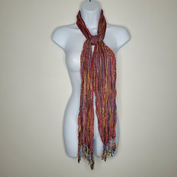 Vintage y2k green blue red knit quirky thin tie scarf lot - Picture 2 of 4